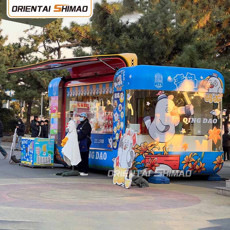 Xe đẩy thức ăn trên bánh xe Xe đẩy thức ăn có thể gập lại Phục vụ thức ăn đường phố Trailer Xe tải thực phẩm