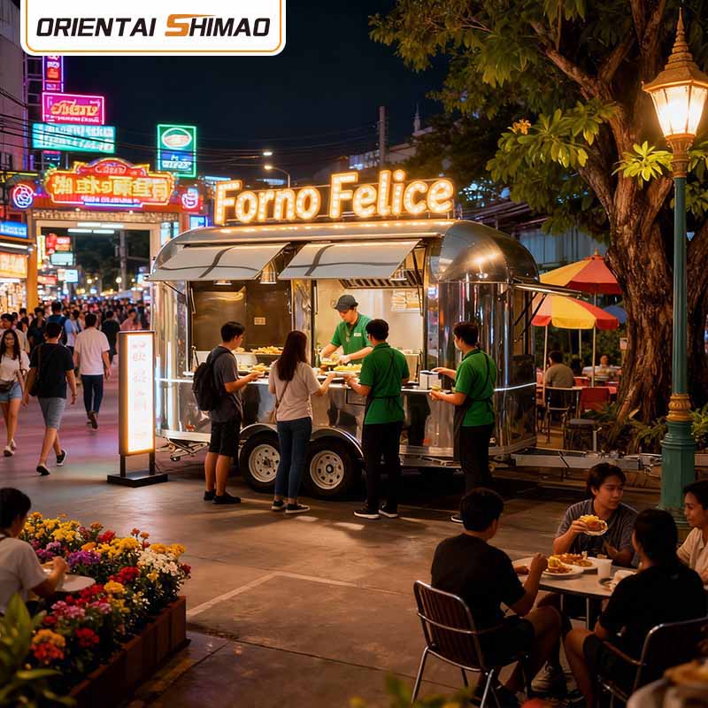 Cửa hàng di động Xe tải hoa Thức ăn đường phố Phục vụ thức ăn Trailer Xe tải thực phẩm